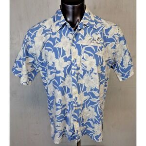 Vintage Cutter & Buck Kona Country Club Hawaii Blue White Floral Shirt Sz M Loop
